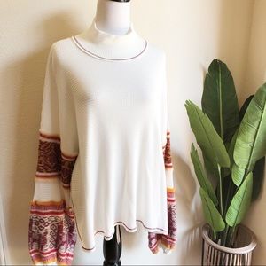 NWT Free People Waffle Knit Balloon Sleeve Top